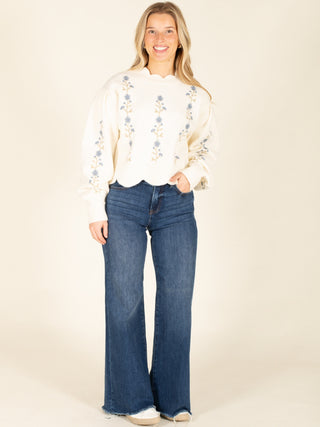 High Rise Blue Wide Jeans Dark