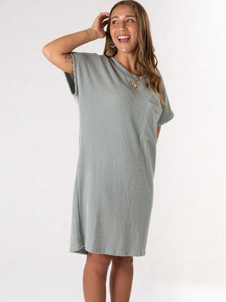 Ribbed Pocket Mini Dress Sage
