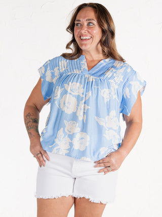 V-Neck Floral Print Top