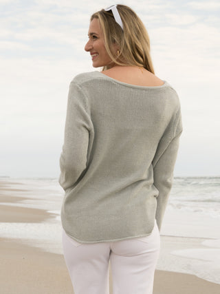 Beach V-Neck Sweater Sage