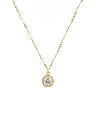 Round CZ Pendant Necklace Gold