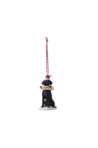 Resin Dog Ornament with Wreath