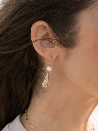 Pearl & Oyster Dangle Earrings