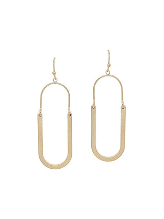 Oval Shape Wire Earrings Matte Gold