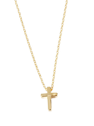 Mini Cross Charm Necklace Gold
