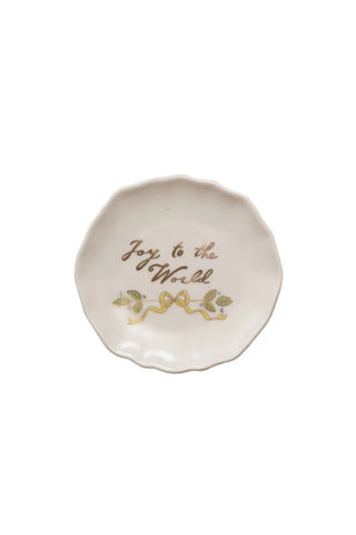 Scalloped Stoneware Plate with Gold Accent