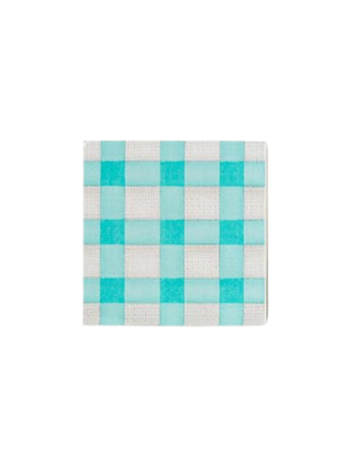 Spring Paper Napkins Blue Checkered