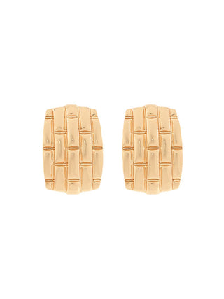 Brick Pattern Clip-On Earrings Gold