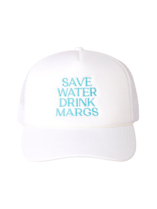 "Save Water Drink Margs" Embroidered Hat White