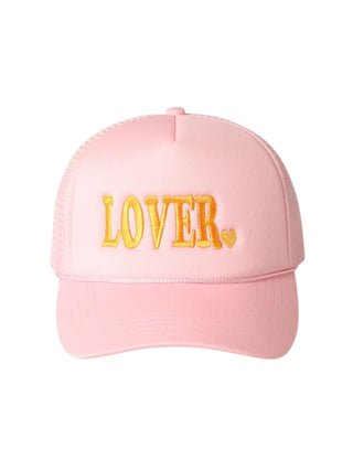 "Lover" Embroidered Trucker Hat Light Pink
