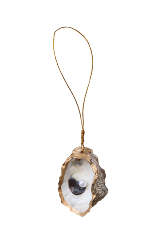 Oyster Shell Ornament w/ Faux Pearl