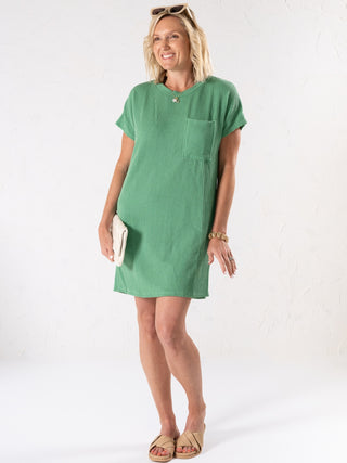 Ribbed Pocket Mini Dress Green