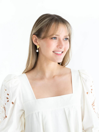 Susan Shaw | 24k Gold | Oyster Pearl Drop Earrings