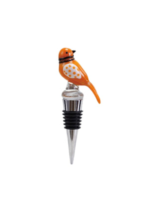 Glass Figure Wine Stopper Orange Bird