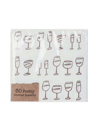 Wine Glasses Paper Cocktail Napkins