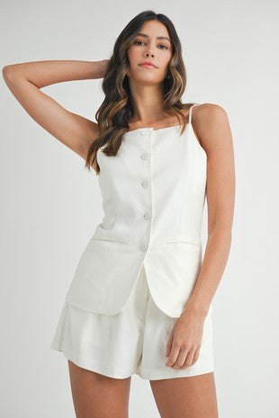 Longline Linen Button Down Top