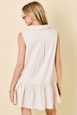 Drop Waist Button Down Mini Dress
