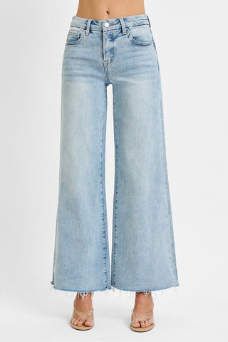 High Rise Blue Wide Jeans Light