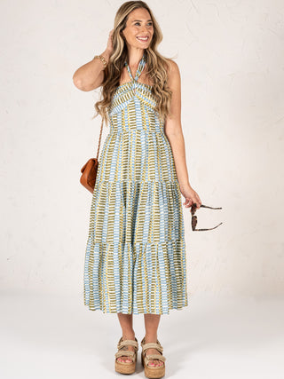 Coastal Breeze Halter Maxi Dress