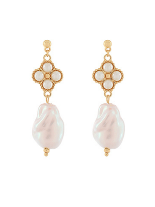 Clover & Pearl Drop Earrings