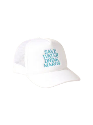 "Save Water Drink Margs" Embroidered Hat White