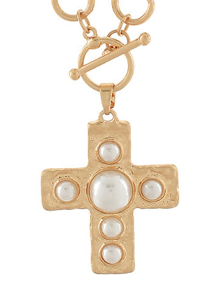Chunky Pearl Cross Necklace