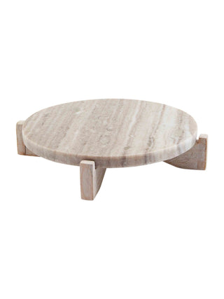 Marble & Wood Pedestal Stand