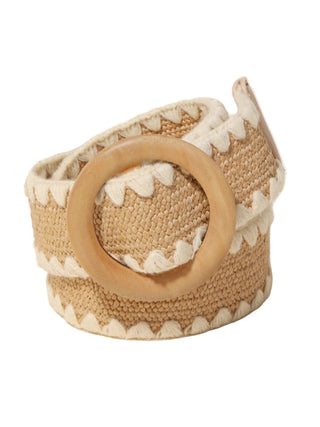 Wooden Buckle Braided Belt Khaki
