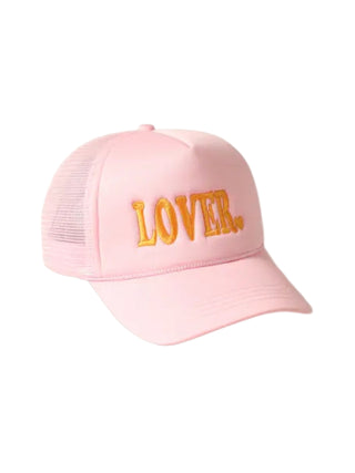 "Lover" Embroidered Trucker Hat Light Pink