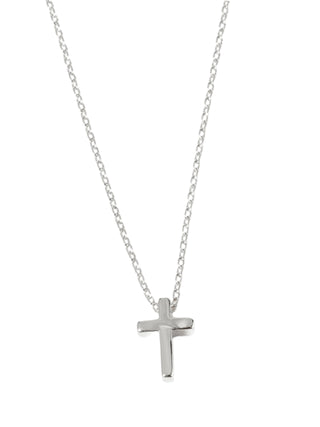 Mini Cross Charm Necklace Silver