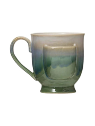 Stoneware Mug w/ Tea Bag Holder Green