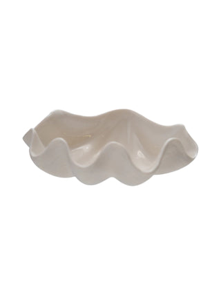 Stoneware Clamshell Dish with Gold Pearl Accent