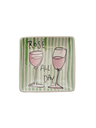 Stoneware Striped Drink Plate Rose All Day