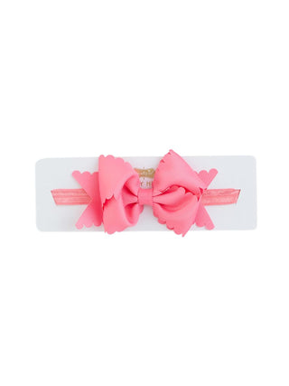 Scallop Bow Headband Hot Pink