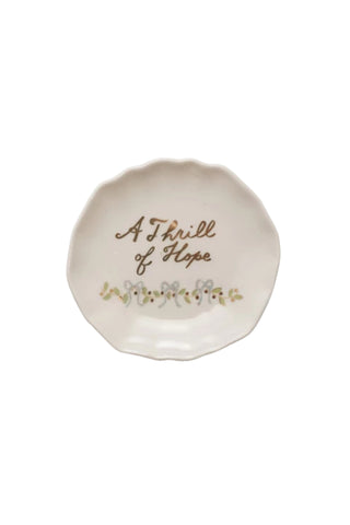 Scalloped Stoneware Plate with Gold Accent
