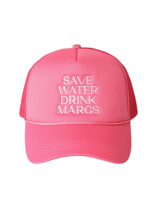 "Save Water Drink Margs" Embroidered Hat Fuschia