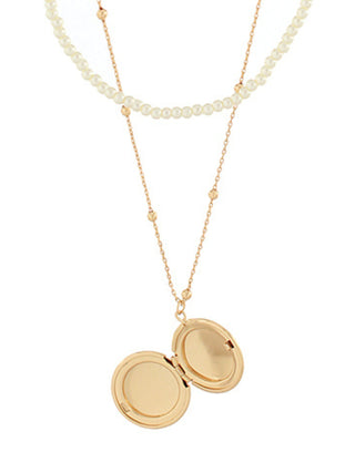 Locket & Pearl Necklace Set