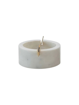 Marble Bowl w/ Metal Knife White