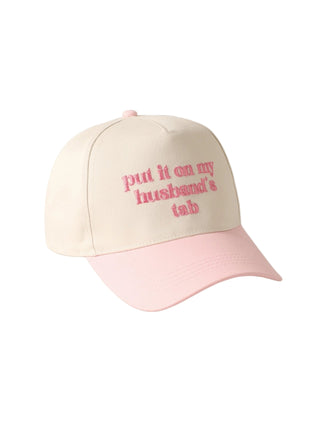 "Put It On My Husband's Tab" Embroidered Canvas Hat Pink