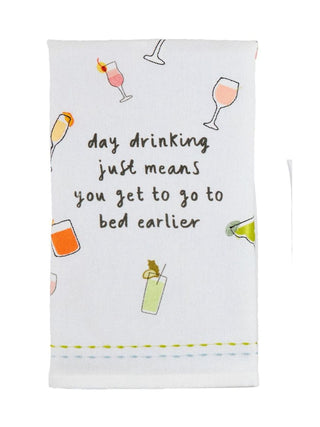 Embroidered Flour Sack Hand Towel Day Drinking