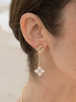 Double Clover Chain Drop Earrings