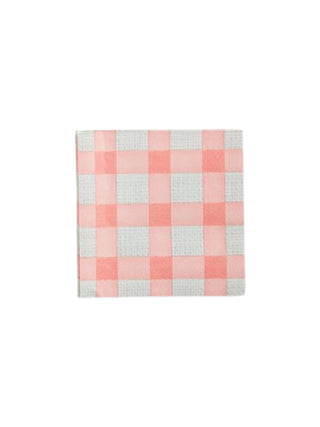 Spring Paper Napkins Pink Checkered