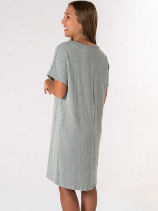 Ribbed Pocket Mini Dress Sage