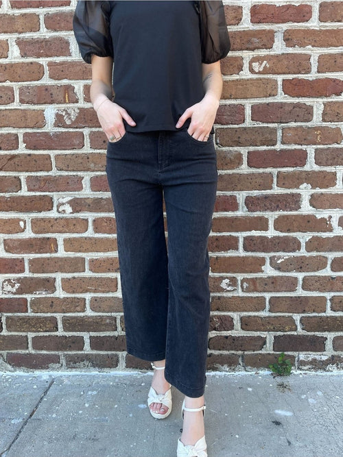 Acid Wash High Waisted Wide Leg Pants