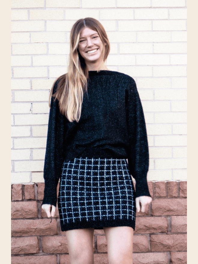 Black Grid Mini Skirt