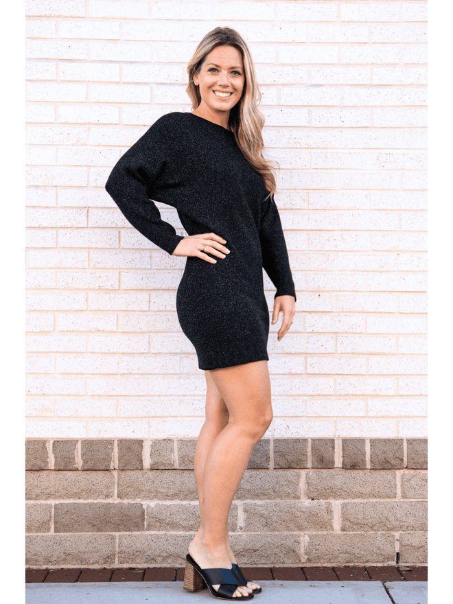 Black Sparkle Sweater Dress