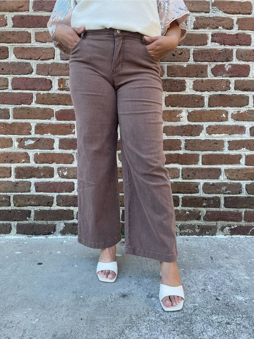 Acid Wash High Waisted Wide Leg Pants