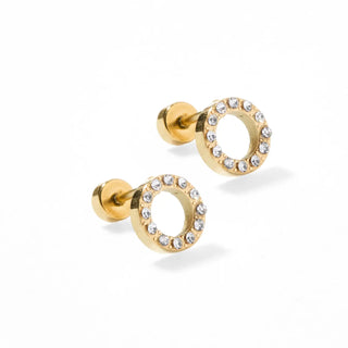 Gold Circle Flatback Stud Earrings