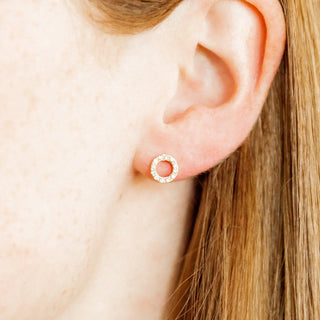 Gold Circle Flatback Stud Earrings