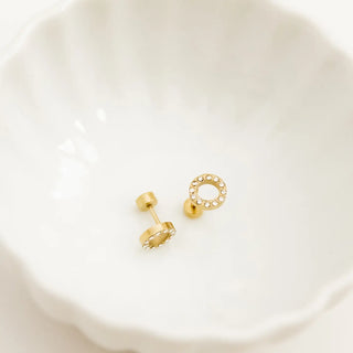Gold Circle Flatback Stud Earrings